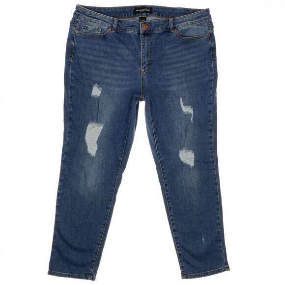 Morgan & Walker Boyfriend Jeans Size 18 Plus Womens Distressed Stretch 38 x 27.5 - Picture 1 of 10
